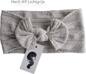 Heidi - Brede zachte strik haarband - geribbeld - baby meisje haaraccessoires - 0-3 jaar Lichtgrijs