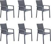 Set - Lot de 6 chaises de jardin ORION GAMMA II avec accoudoirs - 6 fauteuils de jardin - Empilables - Chaises de terrasse - Chaises de Chaises de salle à manger - Aluminium - Textilène - Anthracite