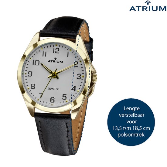 ATRIUM Horloge Dames Verguld Leer Zwart - A11-20
