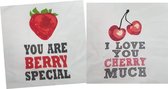 Kussensloop set van 2 - I love you cherry much - You are berry special - sier kussensloop