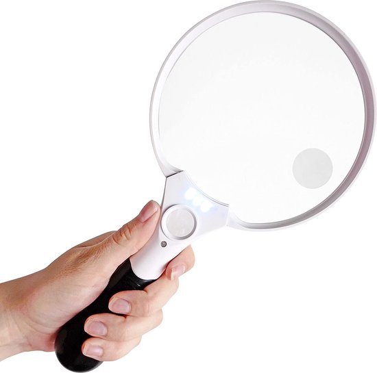 Safe Age - Vergrootglas met verlichting XXL – 3 x LED – 2x 4x 25x – Leesloep voor ouderen - Loeplamp met led verlichting - Vergrootglas voor volwassenen