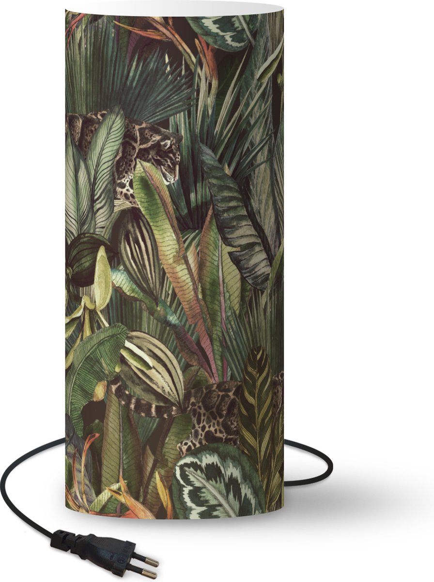 Lamp - Nachtlampje - Tafellamp slaapkamer - Bladeren - Jungle - Vintage - Patronen - 70 cm hoog - Ø29.6 cm - Inclusief LED lamp