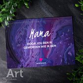 Unieke paarse kunstkaart - gevouwen wenskaart voor Mama - Moeder - Art by Daan