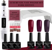 Gellak starterspakket - Gellak - Dark Edition kleuren - Gellak nagellak - UV led lamp - Elektrische nagelvijl - Manicure set - Nagellak set
