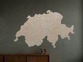 DÉCORATION MURALE EN BOIS - DÉCORATION MURALE / ART MURAL - CARTE DU PAYS SUISSE - 70 x 45 cm - BOIS CLAIR / BOIS NATUREL - FIGURINE MURALE SUISSE / SCHWEITZ - BOIS VRAI - BOIS VRAI