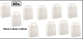 40x Sac anse plate papier blanc 18cmx8cmx22cm - goodie bag|papier|sac de transport|sac|corde|festival/concert|présent|Le thème de la fête|fête|cadeaux