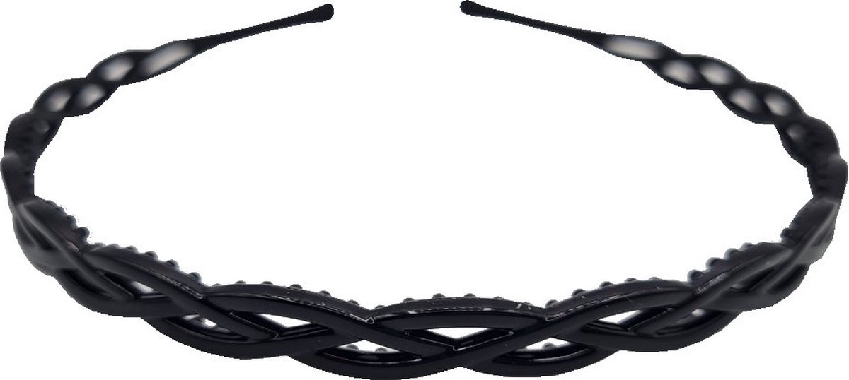 Haarband Diadeem Gevlochten Kunststof 1,5cm Zwart