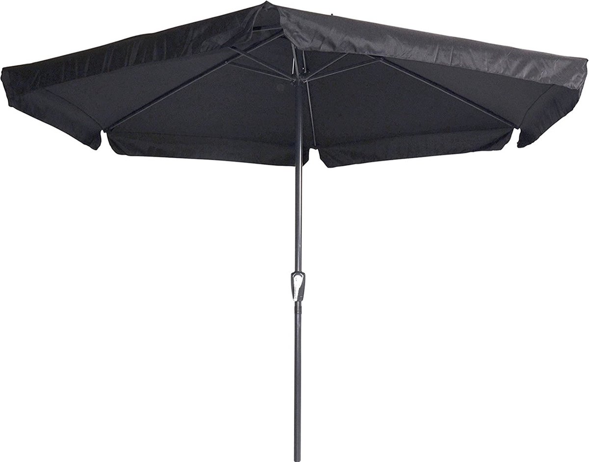 Bol.com Stokparasol Gemini 300 cm met volan zwart aanbieding