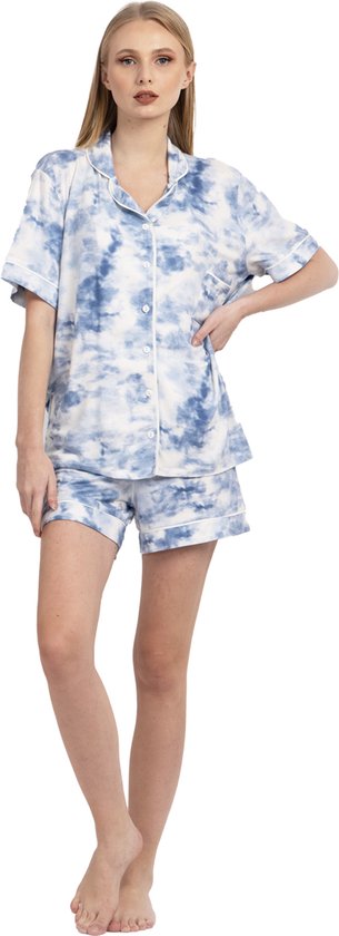 VANILLA - Clouds dames pyjama - Pyjamasets - viscose - PJ1561 - Lichtblauw - XXL