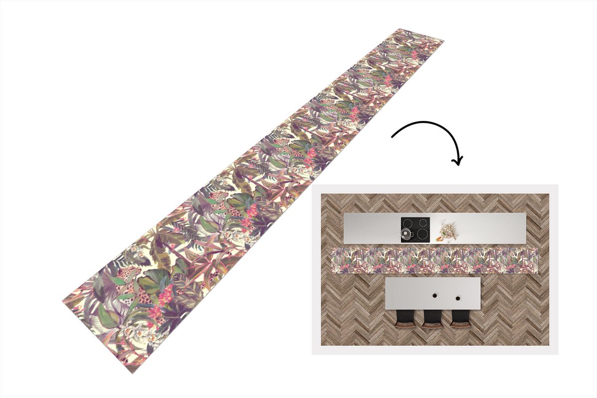KitchenYeah Keukenloper - Keukenmat - Jungle - Panter - Patronen - 400x50 cm - Keuken vloerkleed Multicolor