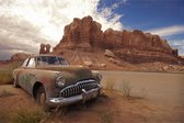 Fotobehang Oude Auto In De Woestijn - Vliesbehang - 450 x 300 cm