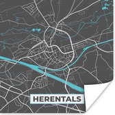 Poster België – Herentals – Stadskaart – Kaart – Blauw – Plattegrond - 75x75 cm