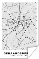 Poster Stadskaart – Zwart Wit - Kaart – Geraardsbergen – België – Plattegrond - 60x90 cm