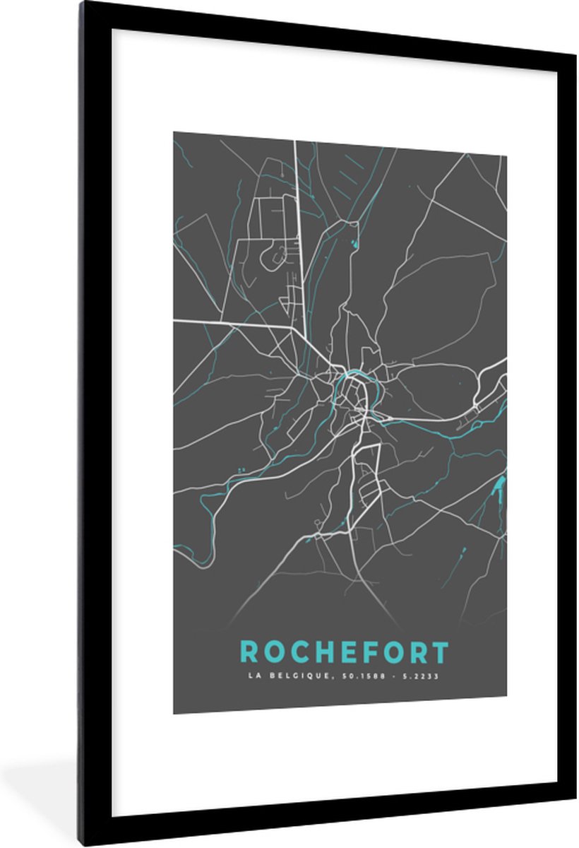 Fotolijst incl. Poster - Kaart – Plattegrond – Stadskaart – Rochefort ...