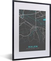 Cadre photo avec affiche - Plan de la ville - Grijs - Carte - Halen - België - Carte - 30x40 cm - Cadre pour affiche