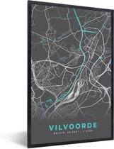 Cadre photo avec affiche - Plan de la ville - Grijs - Carte - Vilvoorde - België - Carte - 20x30 cm - Cadre pour affiche