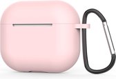 Jumada's "Geschikt" voor Apple Airpods hoesje - Geschikt voor Airpods 3 - Softcase - Roze - Beschermhoesje - Met clip