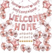 Rose Goud Welkom Thuis Versiering - Welcome Home - Surprise Party Pakket - Welkom thuis slinger - Welkom thuis ballonnen - Welkom thuis versieringen