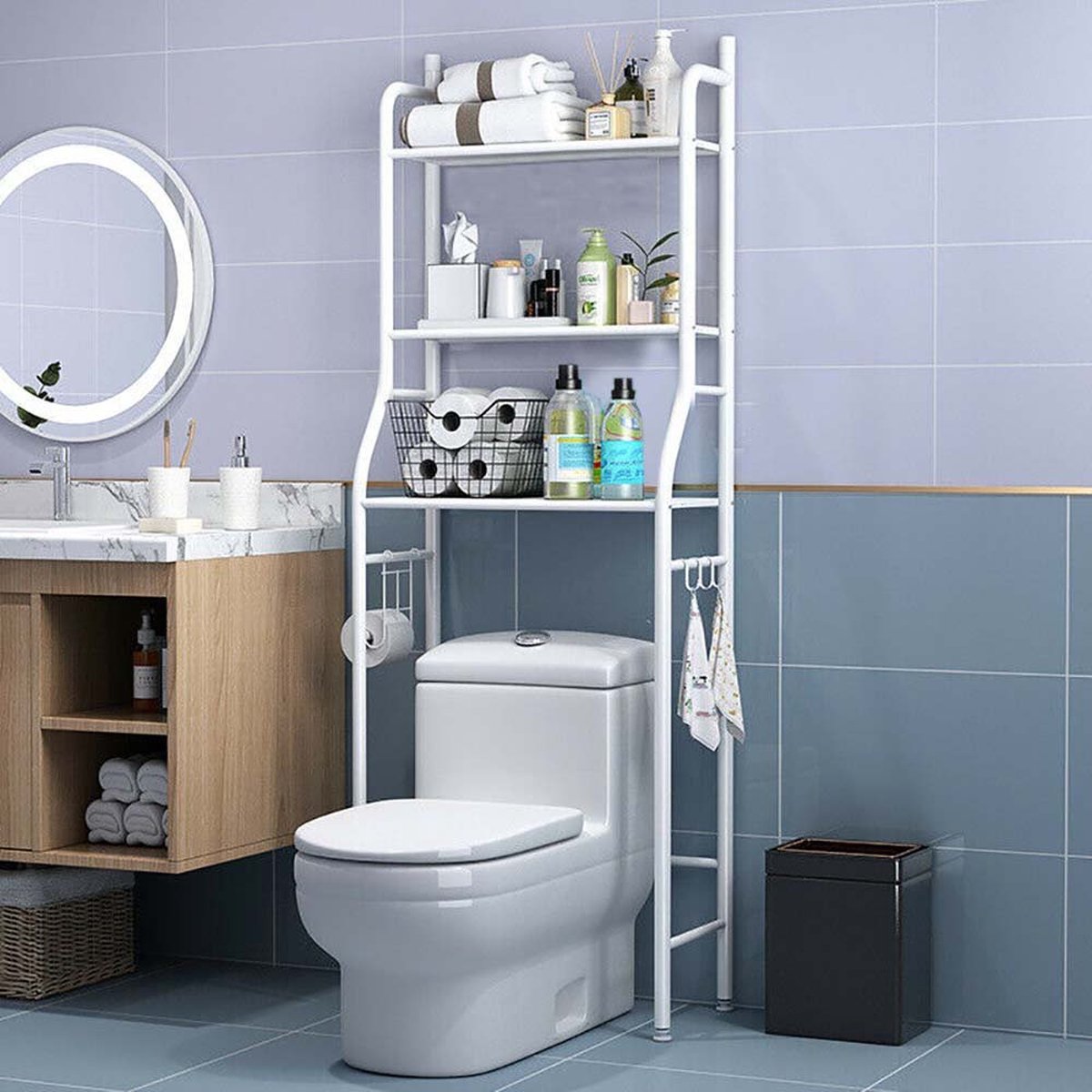 Eleganca toiletkast Ruimtebesparende wc opbergrek Wc rek met 3