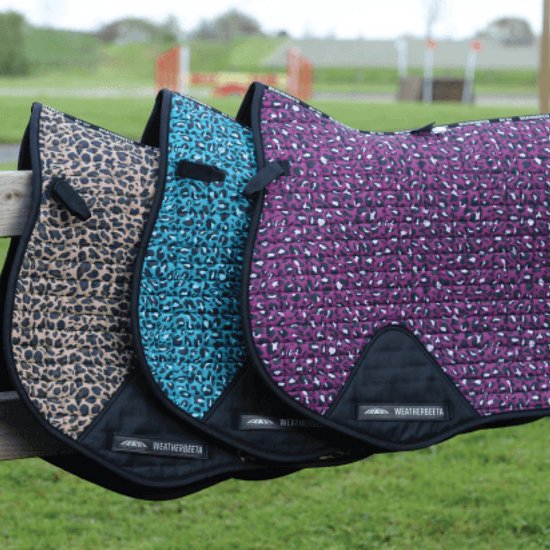 Tapis De Selle Saut Poney Weatherbeeta Airtec - Imprimé Léopard Vert/turquoise (neuf)