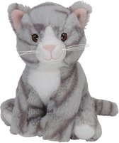 Pluche dieren knuffels Kat/poes van 17 cm - Knuffeldieren speelgoed