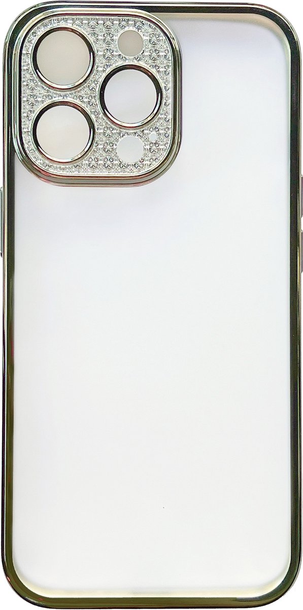 Casemania Hoesje Geschikt voor Apple iPhone 13 Pro Max - Groen - Transparant Back Cover met Glitter Camera Bescherming