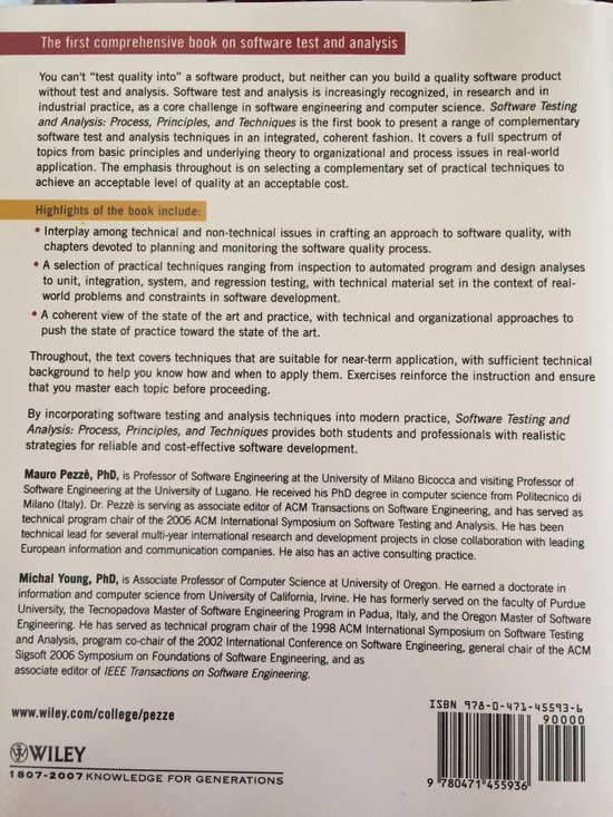 Software Testing and Analysis Process, Principles and Techniques