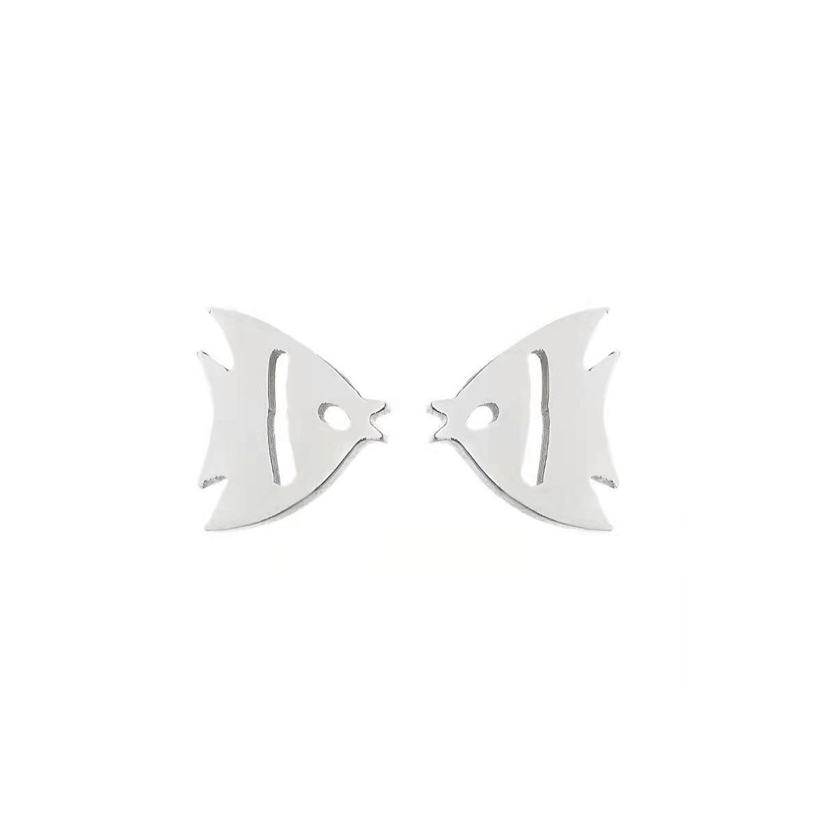 Gading® Oorknopjes - RVS dames Oorknoppen met maanvis- zilverkleurig-5mm*8mm