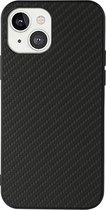 Peachy Carbon TPU carbonvezels hoesje voor iPhone 13 - zwart