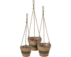 Bloempot Cattail Leaves - Donkergroen - Hangende Bloempotten - Set van 3