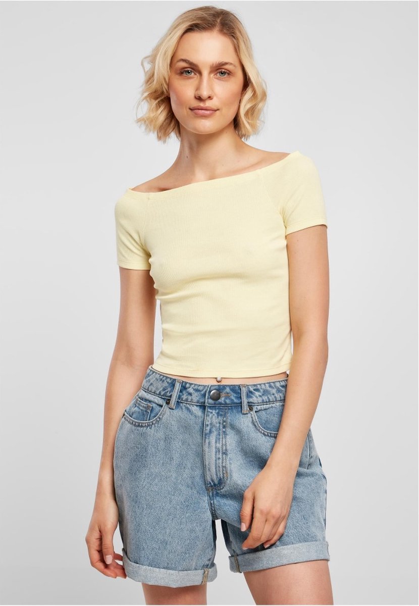 Urban Classics Rib Off shoulder top 3XL Geel