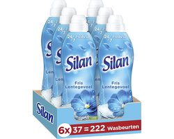 Silan Fris Lentegevoel - Wasverzachter - Zijdezachte Was - Langer Stralende Kleding - Langdurige Frisheid - Voordeelverpakking - 6 x 37 wasbeurten