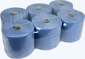 Schoonmaakdoek - Midi-poetsrollen / poetspapier blauw - 450 vellen per rol - 113 meter per rol - 2 laags - per 6 vepakt