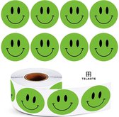 500 smiley stickers groen 2,5 cm op rol