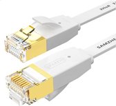 DrPhone Ethernetkabel CAT6 Platte RJ45 Lan Netwerk Kabel - 1Gbps (1000 Mbps) geschikt voor Computer Router Laptop etc  - 2 Meter - Wit