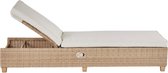 NATERIAL - ligbed MEDENA - tuinligbed met verstelbare rugleuning - poly rotan - 200X69X30/94 cm - met kussen - aluminium - kunststof rotan - beige - creme