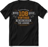 108 Jaar Legend - Feest kado T-Shirt Heren / Dames - Zilver / Goud - Perfect Verjaardag Cadeau Shirt - grappige Spreuken, Zinnen en Teksten. Maat S
