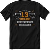 13 Jaar Legend - Feest kado T-Shirt Heren / Dames - Zilver / Goud - Perfect Verjaardag Cadeau Shirt - grappige Spreuken, Zinnen en Teksten. Maat XL