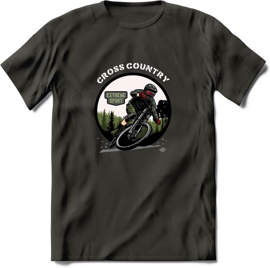 Cross Country T-Shirt | Mountainbike Fiets Kleding | Dames / Heren / Unisex MTB shirt | Grappig Verjaardag Cadeau | Maat XL