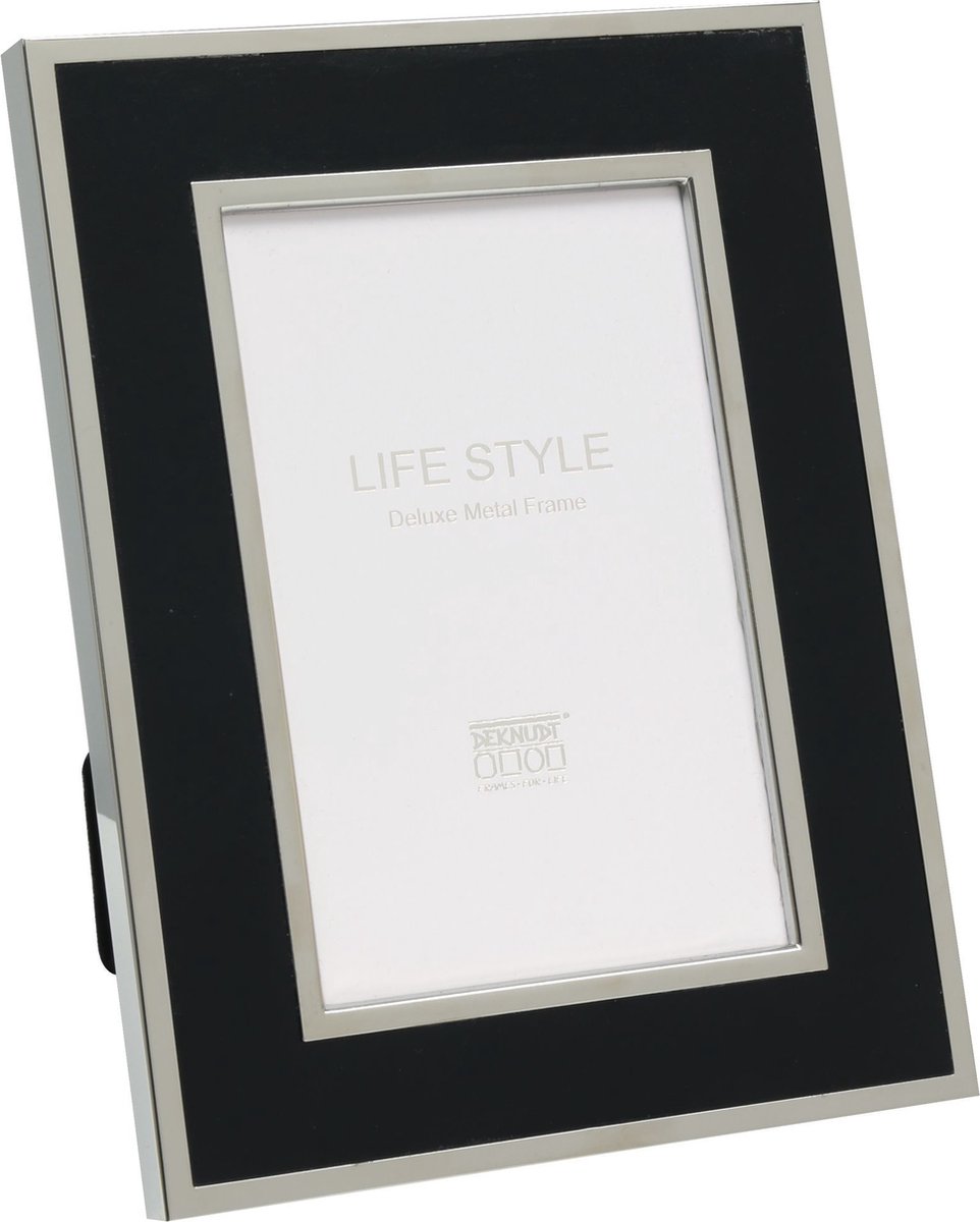 Deknudt Frames fotolijst S57MN2 - zwart met zilveren biesje - 10x15 cm