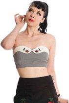 Banned Crop top -M- BITTER SWEET CHERRY Zwart