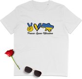 Heren en Dames T Shirt Unisex - Oekraïne - Wit - Maat M