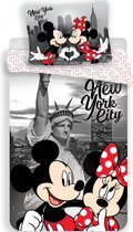 KD® - Minnie en Mickey, New York City - Dekbedovertrek - Eenpersoons - 140 x 200 cm - Polyester