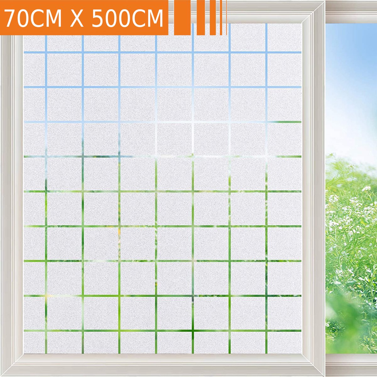 Simple Fix Raamfolie - 70cm x 500cm - Decoratiefolie - Plakfolie - Zelfklevend - Statisch - Privacy Verhogend - Zonwerend - Anti Inkijk - Geruit Patroon