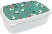 Lunch box Wit - Lunch box - Boîte à pain - Patinage - Hiver - Motifs - 18x12x6 cm - Adultes