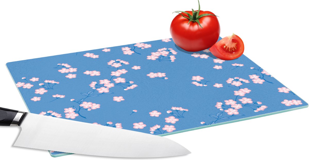 Glazen Snijplank - 28x20 - Patronen - Sakura - Bloemen - Snijplanken Glas