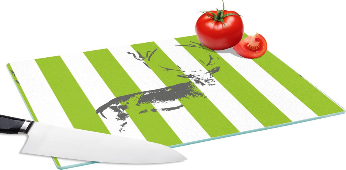 Glazen Snijplank - 39x28 - Patroon - Hert - Strepen - Snijplanken Glas