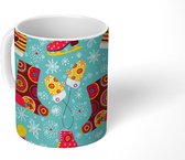 Mok - Koffiemok - Patronen - Kerst - Sokken - Sneeuw - Mokken - 350 ML - Beker - Koffiemokken - Theemok