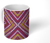 Mok - Koffiemok - Regenboog - Plaid - Bohemian - Design - Mokken - 350 ML - Beker - Koffiemokken - Theemok