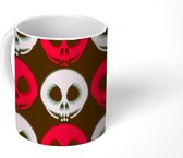 Mok - Koffiemok - Horror - Skeletten - Patroon - Zwart - Mokken - 350 ML - Beker - Koffiemokken - Theemok